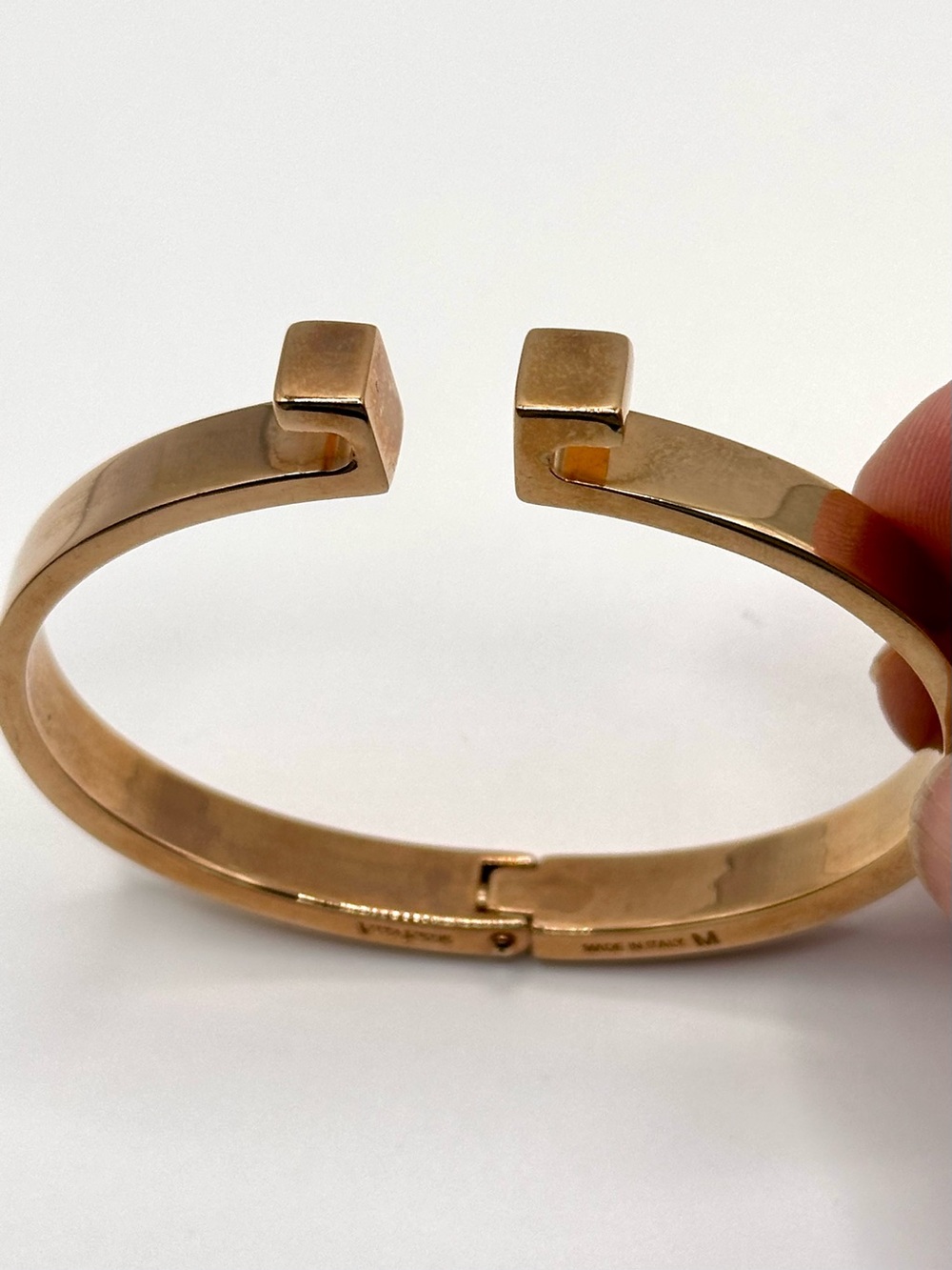 Vita Fede Omega Bangle Bracelet on Rose Gold size M Medium 24K Gold Plated